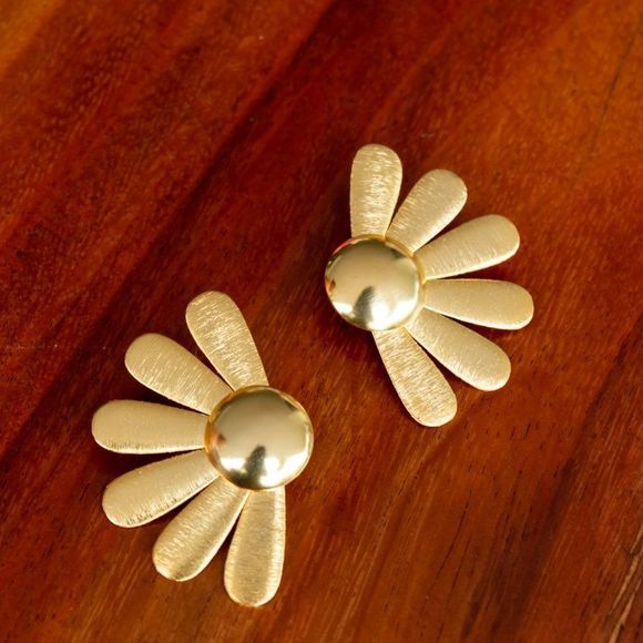 Handmade gold plated new earrings heavy thick metal - Picture 1 of 3